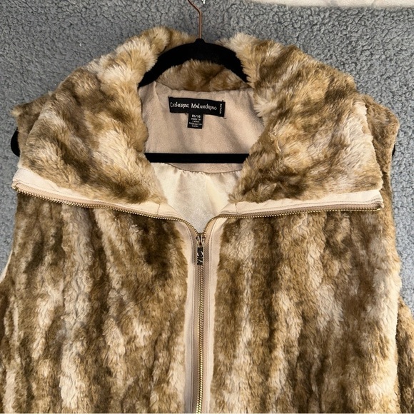 Catherine Malandrino Faux Fur Size 1X Vest Boho Y2K Hippie‎ Western Mobwife - Picture 10 of 11
